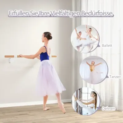 120 cm dlhá drevená baletná tyč vrátane montáže na stenu tanečná tyč natural