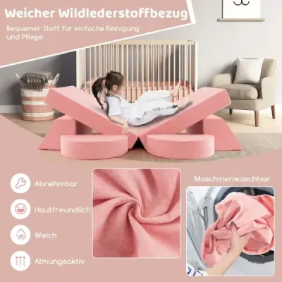 Modulová detská pohovka, hracia pohovka, modulová pohovka s odnímateľným poťahom 105,5 x 101 x 48 cm ružová