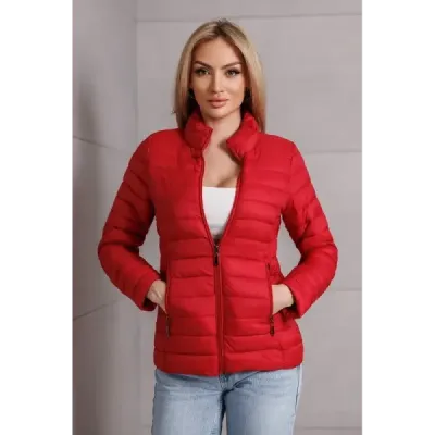 Prešívaná dámska jesenná bunda MODA9111 červená