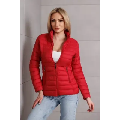 Prešívaná dámska jesenná bunda MODA9111 červená