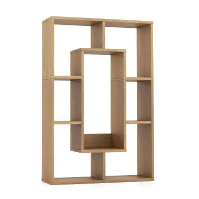 Moderná knižnica so 7 priehradkami a ochranou proti prevrhnutiu Geometrická otvorená stojaca polica Natural