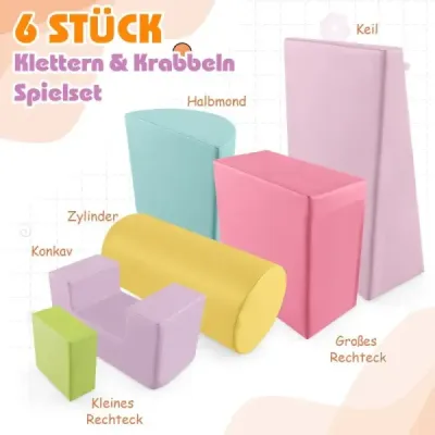 6 ks. Penové stavebné kocky obrie stavebné kocky na šantenie a lezenie svetloružová