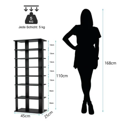 7-vrstvový priemyselný vertikálny viacvrstvový stojan na topánky a odnímateľná doska 110,5 cm