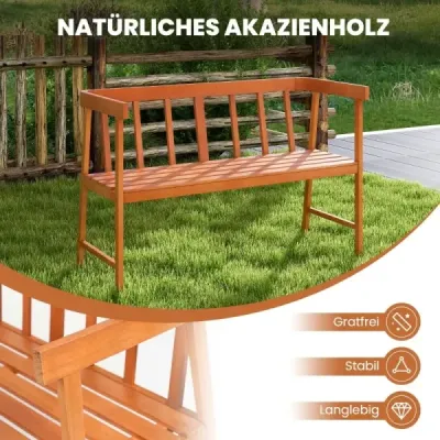 Záhradná lavica z akáciového dreva Lavica do 360kg nosnosť 2-miestna drevená lavica 110x46x72cm