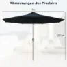 LED osvetlenie Okrúhly konzolový slnečník Solárne napájaný záhradný slnečník Korba tmavomodrá