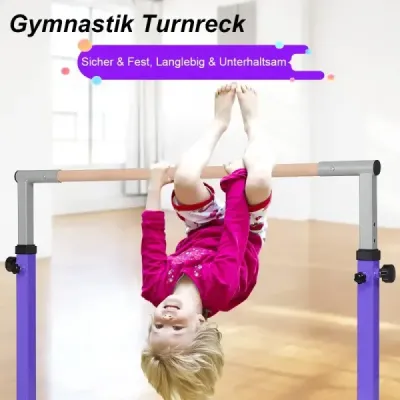 Gymnastická horizontálna tyč Výškovo nastaviteľné gymnastické tyče Stabilná horizontálna tyč Ružová/modrá/fialová-fialová