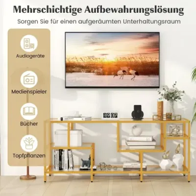 TV skrinka TV stolík pre televízory do 65 palcov TV stolík zlatý 147 x 40 x 62 cm