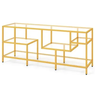 TV skrinka TV stolík pre televízory do 65 palcov TV stolík zlatý 147 x 40 x 62 cm