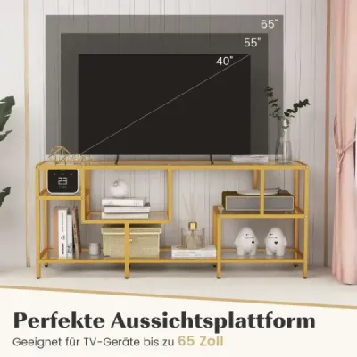 TV skrinka TV stolík pre televízory do 65 palcov TV stolík zlatý 147 x 40 x 62 cm