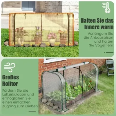 Mini skleník 2 v 1 s PE poťahom na dvierkach so zrolovacím zipsom na vyvýšené lôžko Biela