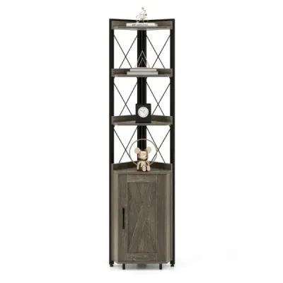 6-poschodová knižnica Stojanová industriálna vysoká jednotka úzka so 4 policami 48 x 32 x 180 cm Rustikálna sivá