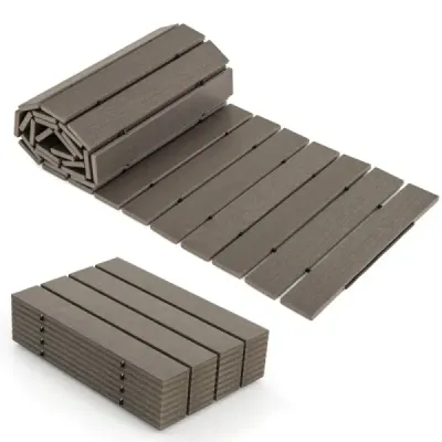 Rozkladací chodník z HDPE I 242 cm I Šírka 43 cm I Odolný voči poveternostným vplyvom I Rozkladací záhradný chodník pre svadobnú záhradu Sivá