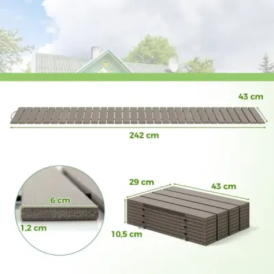 Rozkladací chodník z HDPE I 242 cm I Šírka 43 cm I Odolný voči poveternostným vplyvom I Rozkladací záhradný chodník pre svadobnú záhradu Sivá