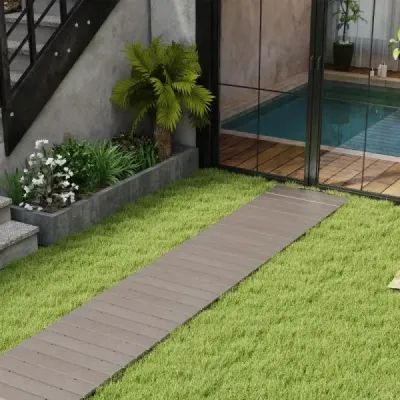 Rozkladací chodník z HDPE I 242 cm I Šírka 43 cm I Odolný voči poveternostným vplyvom I Rozkladací záhradný chodník pre svadobnú záhradu Sivá