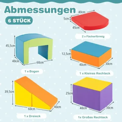 6 TLG. Mäkké stavebné bloky s tunelom, schodmi a rampou Farebné