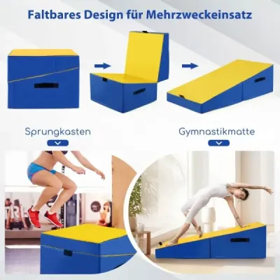 Gymnastická podložka 2 v 1 s rukoväťou na prenášanie Gymnastická podložka v tvare klinu Mäkká podlahová podložka žltá