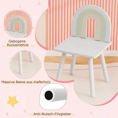 Detský toaletný stolík v tvare mraku 2 v 1 toaletný stolík so stoličkou Kozmetický stolík biely