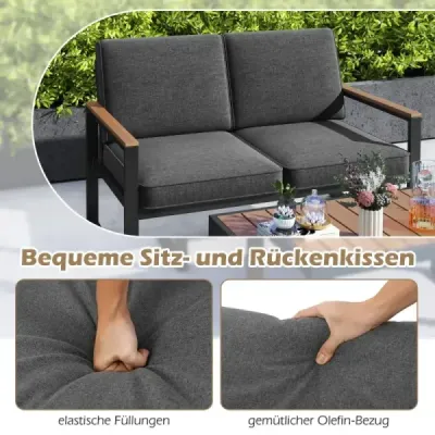 Set záhradného nábytku odolný voči poveternostným vplyvom s hliníkovým rámom Balkónový set s lavičkou Sivá