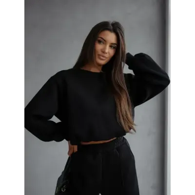 Bavlnená tepláková súprava s krátkou mikinou MODA2160 čierna