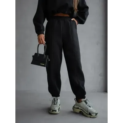 Bavlnená tepláková súprava s krátkou mikinou MODA2160 čierna