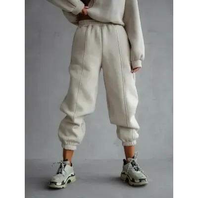 Bavlnená tepláková súprava s krátkou mikinou MODA2160 béžová
