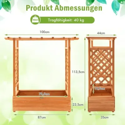 Vyvýšený záhon s oblúkovou mriežkou a závesnou strechou 110 x 44 x 113,5 cm oranžový