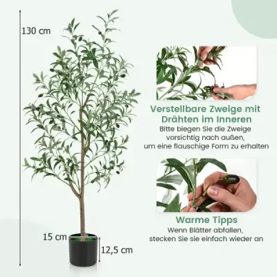 Umelý olivovník 130 cm izbová rastlina s cementovým kvetináčom 2 kusy