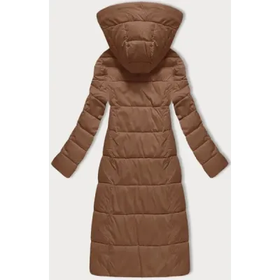 Dámska prešívaná dlhá zimná bunda Libland MODA7767 camel