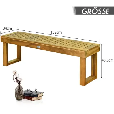 Lavička z masívneho dreva záhradný nábytok drevená lavička záhradná lavička nosnosť do 360 kg 132 x 34 x 43,5 cm teak