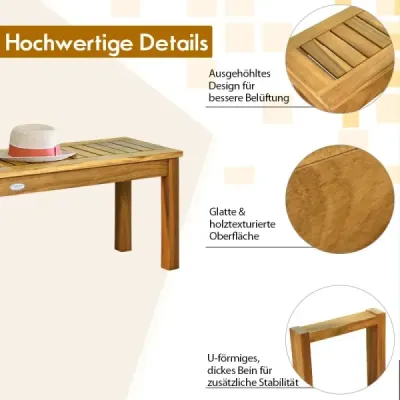 Lavička z masívneho dreva záhradný nábytok drevená lavička záhradná lavička nosnosť do 360 kg 132 x 34 x 43,5 cm teak
