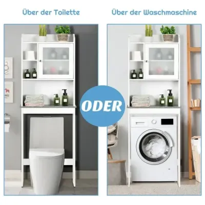 Polička na toaletu Úspora miesta v kúpeľni s nastaviteľnými úrovňami 59 x 19 x 173 cm Biela