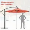 300 cm slnečník s 32 solárnymi LED svetlami a kľukou Záhradný dáždnik Market Dáždnik oranžový
