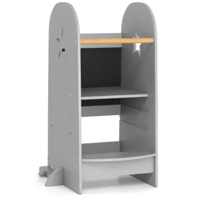 Detská učiaca veža 3 v 1 s 3 nastaviteľnými výškami a nosnosťou 90 kg sivá