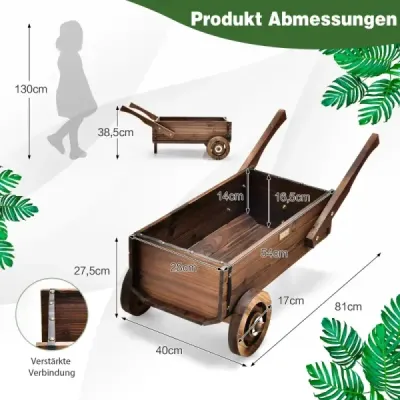 Vozík na rastliny Dekoratívny vozík na kvety s kolieskami 81 x 40 x 38,5 cm Hnedý