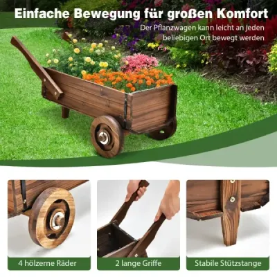 Vozík na rastliny Dekoratívny vozík na kvety s kolieskami 81 x 40 x 38,5 cm Hnedý