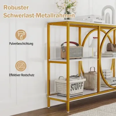 Konzolový stolík s 3 úrovňami v štýle polovice storočia Robustný vstupný stolík s kovovým rámom Biela Konzolový stolík s 3 úrovňami v štýle polovice storočia Robustný vstupný stolík s kovovým rámom Biela