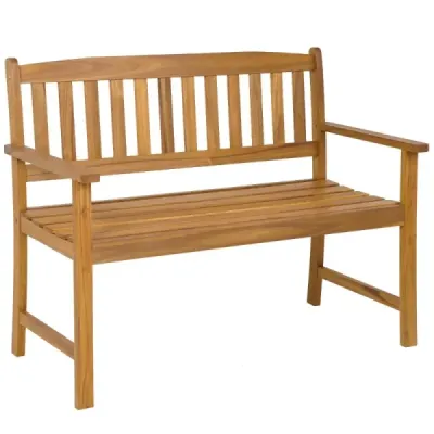 Lavička z akáciového dreva Záhradná lavička pre 2 osoby s operadlom a podrúčkami 110 x 56,5 x 86 cm
