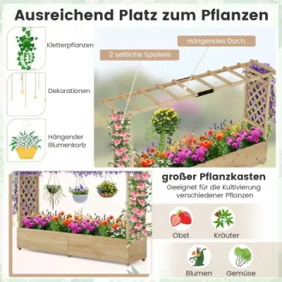 Vyvýšený záhon s mriežkou a závesnou strechou Kvetináč s mriežkou Natural