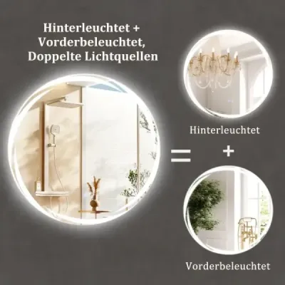 LED kúpeľňové zrkadlo s osvetlením 60cm okrúhle kúpeľňové zrkadlo proti zahmlievaniu oválne