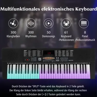 Klávesové piano pre začiatočníkov so 61 klávesmi Digitálne piano s 300 tónmi