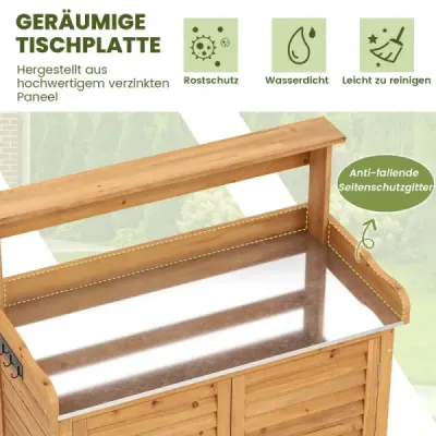 Stôl na sadenie s podstavcom Odolný voči poveternostným vplyvom vonkajší záhradnícky stôl z dreva 87 x 45 x 120 cm Príroda