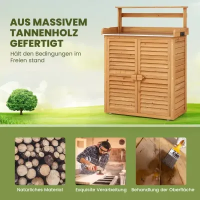 Stôl na sadenie s podstavcom Odolný voči poveternostným vplyvom vonkajší záhradnícky stôl z dreva 87 x 45 x 120 cm Príroda