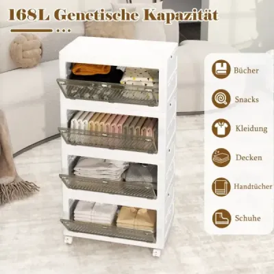 Úložný box s vekom Skladacie boxy skladacie Úložné kontajnery s obojstrannými dvierkami 4-poschodové