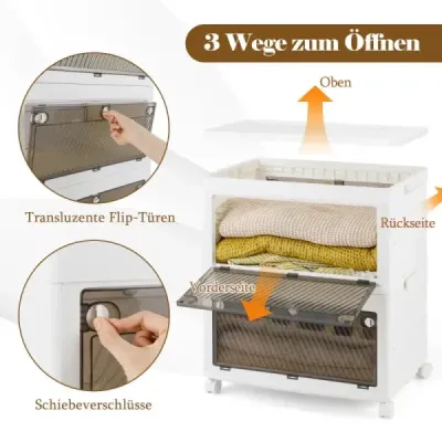 Úložný box s vekom Skladacie boxy skladacie Úložný kontajner s obojstrannými dvierkami 3-úrovňový
