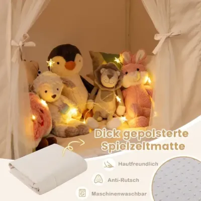 Detský stan na hranie pre deti v interiéri s protišmykovou podložkou stan na hranie detská izba stan béžová