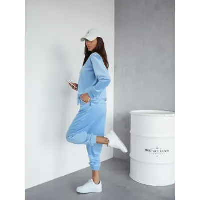 Dámska velúrová súprava s rozopnutou mikinou MODA768 modrá