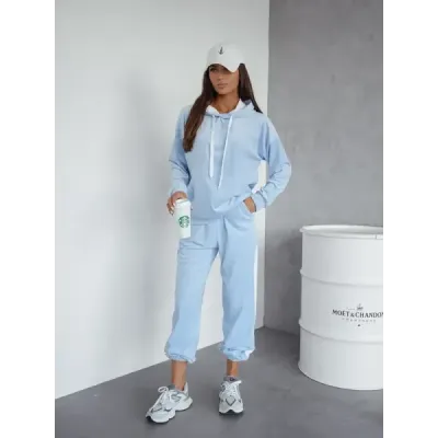 Velúrová tepláková súprava s pruhmi modrá (508)