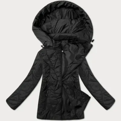 Dámska bunda s odnímateľnou kapucňou plus size MODA9268BIG čierna