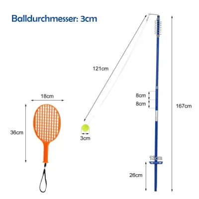 Prenosný tetherballový set 3-stupňový výškovo nastaviteľný set s loptičkou twistball set