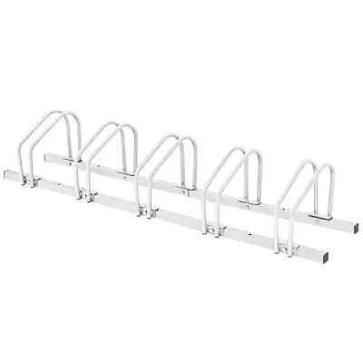 Stojan na bicykle Podlahový stojan Stojan s 5 miestami na bicykel Strieborný